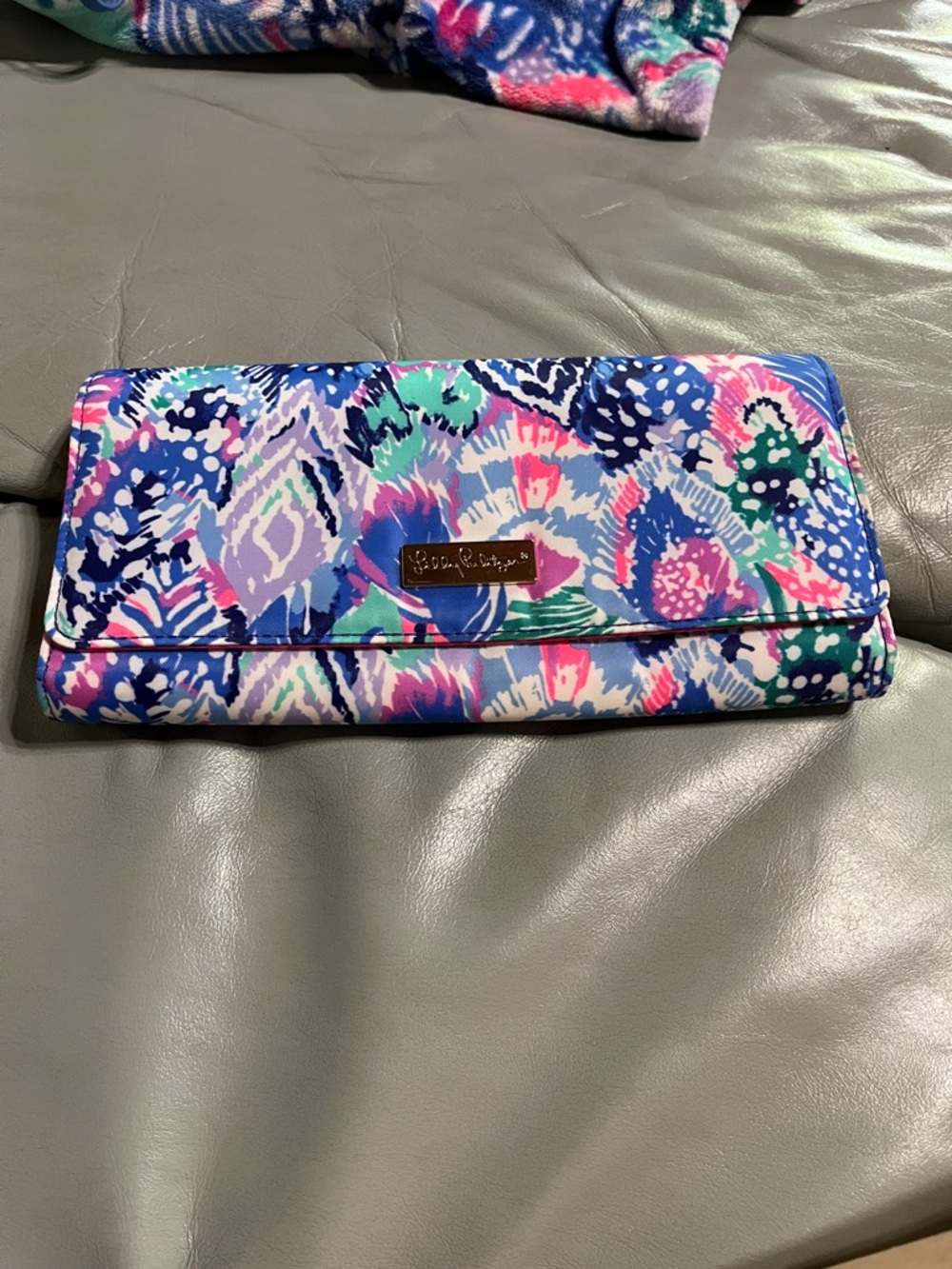 Colorful Floral Print Women’s Clutch Wallet - Blue Multi